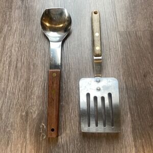 Vintage Maid of Honor Spatula Vernco Serving Spoon Wood Handle Stainless Set